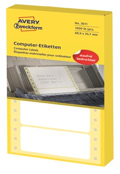 Avery Zweckform 3611, Endlos-Computeretiketten 88,9x35,7 mm, 1000 Etiketten, 1-bahnig