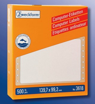 Avery Zweckform 3618, Endlos-Computeretiketten 139,7x99,2 mm, 500 Etiketten, 1-bahnig, QP nach jedem Etikett
