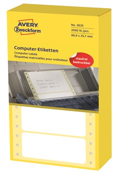 Avery Zweckform 3635, Endlos-Computeretiketten 88,9x35,7 mm, 2000 Etiketten, 1-bahnig