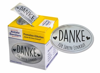Avery Zweckform 3844, Promotion-Etiketten 38 x 58 mm, 1 Rolle/200 Etiketten, silber, schwarz