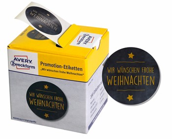 Avery Zweckform 3846, Promotion-Etiketten Ø 38 mm, 1 Rolle/200 Etiketten, schwarz, gold