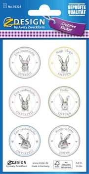 Z-Design Oster Sticker, Papier, Hasen-Buttons, bunt, 6 Aufkleber (Avery Zweckform 39224)