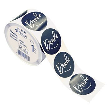 Z-Design 4377, Sticker auf Rolle "Danke", Papier, blau, weiß, Ø 38 mm, 600 Aufkleber