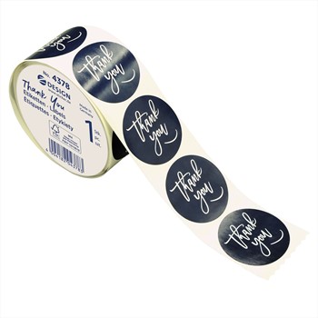 Z-Design 4378, Sticker auf Rolle "Thank you", Papier, blau, weiß, Ø 38 mm, 600 Aufkleber