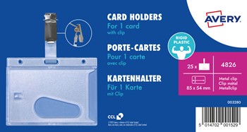 Avery Zweckform 4826, Ausweishüllen mit Clip für 1 Karte 54x85mm, 25 Stück