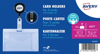 Avery Zweckform 4827, Doppel-Ausweishüllen mit Aufrollmechanismus und Clip für 2 Karten 54x90mm, 10 Stück