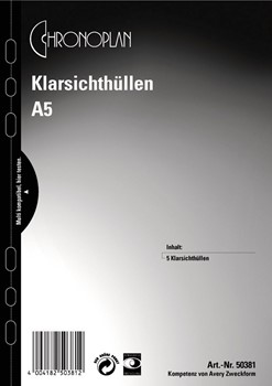 Avery Zweckform 50381, Chronoplan Klarsichthülle A5, 5 Stück