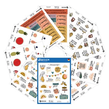 Z-Design 51025, Sortiment Papier Sticker, 5 Designs á 2 Bogen, Papier, Welcome Baby, bunt, 150 Aufkleber