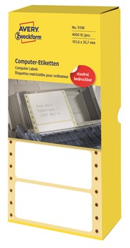 Avery Zweckform 5106, Endlos-Computeretiketten 101,6x35,7 mm, 4000 Etiketten, 1-bahnig