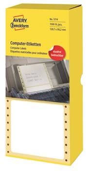 Avery Zweckform 5114, Endlos-Computeretiketten 139,7x99,2 mm, 1500 Etiketten, 1-bahnig, QP nach jedem Etikett