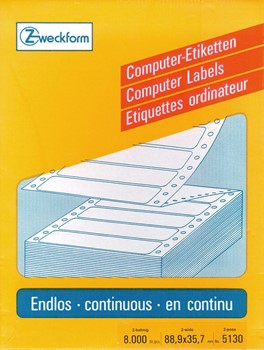 Avery Zweckform 5130, Endlos-Computeretiketten 88,9x35,7 mm, 8000 Etiketten, 2-bahnig