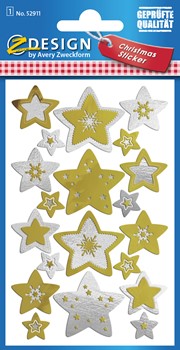 Z-Design 52911, Christmas - Papier Sticker, Sterne, geprägt, 1 Bogen, Bogengröße 76 x 120 mm