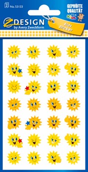 Z-Design 53133, Kids Papier Sticker, Sonne, 2 Bogen, Bogengröße 76 x 120 mm