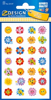 Z-Design 53137, Kids Papier Sticker, Blumen, 2 Bogen, Bogengröße 76 x 120 mm
