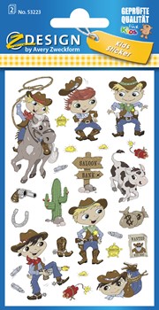 Z-Design 53223, Kids - Papier Sticker, Cowboy, 2 Bogen, Bogengröße 76 x 120 mm