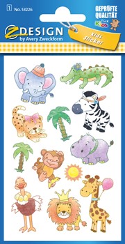Z-Design 53226, Kids - Papier Sticker, Safaribabies, 1 Bogen, Bogengröße 76 x 120 mm