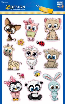 Avery Zweckform Glitter Sticker, Tierbabies, 13 Aufkleber (Z-Design 53252)