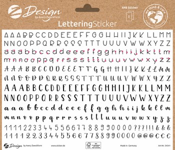 Z-Design Trend Sticker Lettering, Buchstaben + Zahlen, 648 Aufkleber (Avery Zweckform 54541)