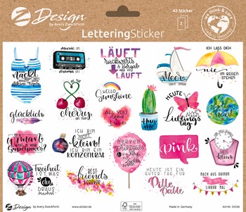 Z-Design Trend Sticker Lettering, Sprüche, 42 Aufkleber (Avery Zweckform 54546)