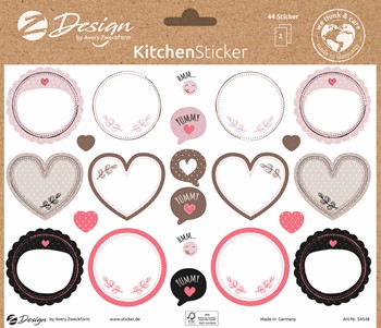 Z-Design Trend Sticker Küche, Beschriftungsetiketten, 44 Aufkleber (Avery Zweckform 54548)