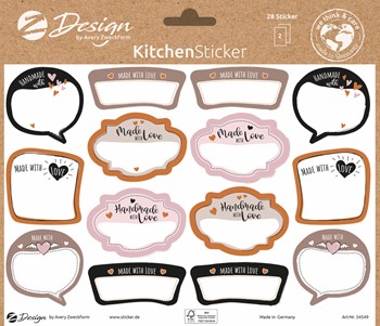 Z-Design Trend Sticker Küche, Made with Love, 28 Aufkleber (Avery Zweckform 54549)