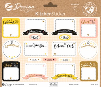 Z-Design Trend Sticker Küche, Gaumenfreude, 34 Aufkleber (Avery Zweckform 54551)