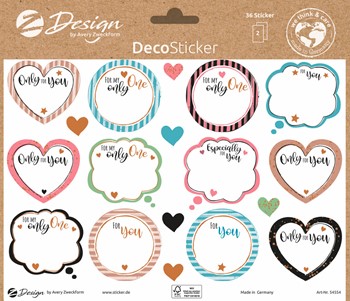 Z-Design Trend Sticker DEKO, For You, 36 Aufkleber (Avery Zweckform 54554)