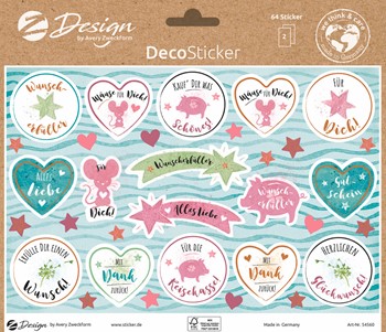 Z-Design Trend Sticker DEKO, Gutschein, 64 Aufkleber (Avery Zweckform 54560)