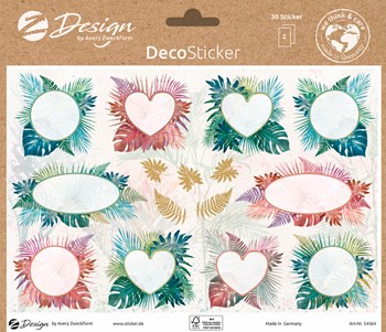 Z-Design Trend Sticker DEKO, Farne, 30 Aufkleber (Avery Zweckform 54564)