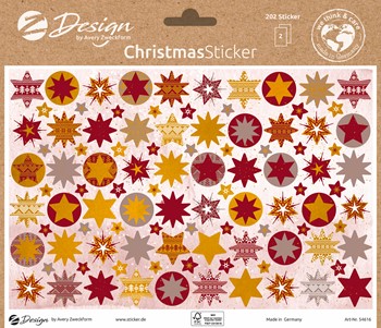 Z-Design 54616, Weihnachtssticker, Papier, Sterne, mehrfarbig, 2 Bogen