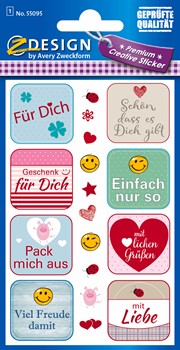 Z-Design 55095, Creative Effektfolie Sticker, Widmung, 1 Bogen, Bogengröße 76 x 120 mm
