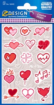 Z-Design 56042, Creative Papiersticker, Herzen, 2 Bögen