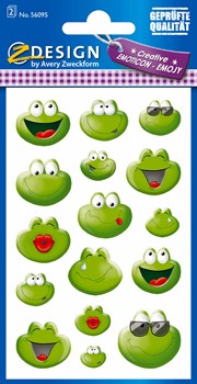 Z-Design 56095, Creative Papier Sticker, Emoticon Frosch, 2 Bogen, Bogengröße 76 x 120 mm