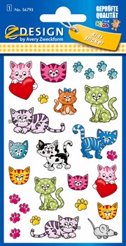 Z-Design 56793, Kids Metallic Sticker, Katzen, 1 Bogen, Bogengröße 76 x 120 mm