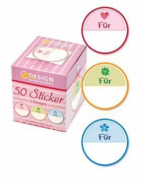Z-Design Sticker auf Rolle, Geschenk "Für" , Ø 38 mm, 50 Aufkleber im Spender (Avery Zweckform 56815)