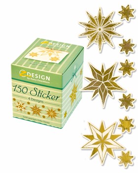 Z-Design Sticker auf Rolle, Weihnachtssterne, Ø 38 mm, 150 Aufkleber im Spender (Avery Zweckform 56823)