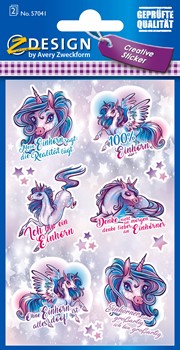 Z-Design 57041, Deko Sticker, Einhörner Miami, 22 Aufkleber, 2 Bögen