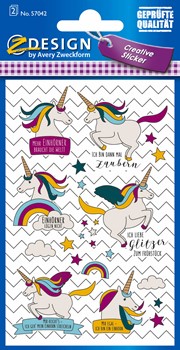 Z-Design 57042, Deko Sticker, Einhörner Sprüche, 24 Aufkleber, 2 Bögen