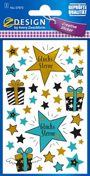 Avery Zweckform Deko Sticker, Glückssterne, 39 Aufkleber (Z-Design 57073)