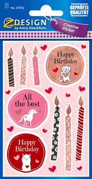 Avery Zweckform Deko Sticker, Happy Birthday, 19 Aufkleber (Z-Design 57076)