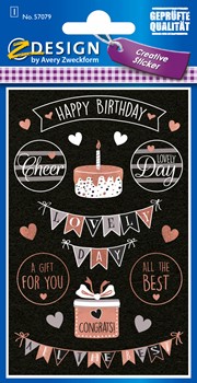 Avery Zweckform Deko Sticker, Happy Birthday, 18 Aufkleber (Z-Design 57079)