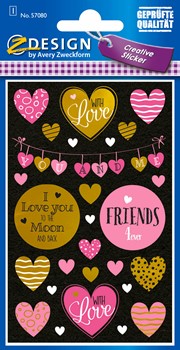 Avery Zweckform Deko Sticker, Herzen, 27 Aufkleber (Z-Design 57080)