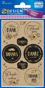 Z-Design Papier Sticker, Danke, 26 Aufkleber (Avery Zweckform 57121)