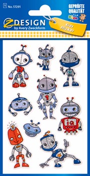 Z-Design Glitter Sticker, Roboter, 9 Aufkleber (Avery Zweckform 57291)