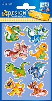 Z-Design Glossy Stickers, Dinosaurier, 8 Aufkleber (Avery Zweckform 57298)