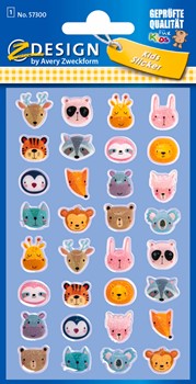 Z-Design Glossy Stickers, Tierköpfe, 32 Aufkleber (Avery Zweckform 57300)