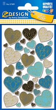 Z-Design 57309, Puffy Sticker, 3D Folie, Herzen, bunt, 1 Bogen