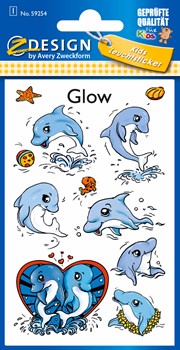 Z-Design 59254, Kids Leucht Sticker, Delfine, 1 Bogen, Bogengröße 76 x 120 mm