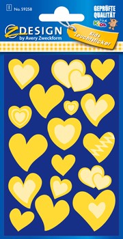 Z-Design 59258, Kids Leucht Sticker, Herzen, 1 Bogen, Bogengröße 76 x 120 mm