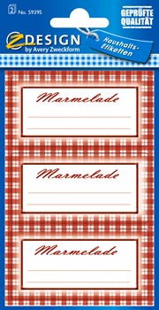 Z-Design 59395, Home Haushaltsetikett, "Marmelade" kariert , 2 Bogen, Bogengröße 76 x 120 mm
